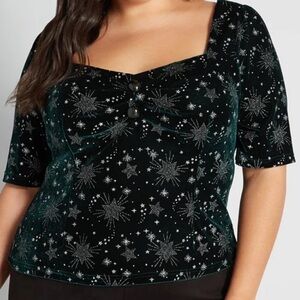 ModCloth x Collectif Twinkle, Twinkle Velvet Christmas Star Top New with tags 10